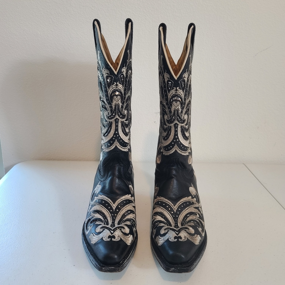 Shyanne Sloan Western Leather Square Toe Embroidered Boots Size 7 - Picture 3 of 14